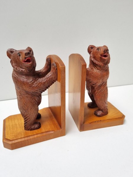 Houten-Beren-boekensteunen-Brienz-black-forest-bear-woodcarving-bookends-Geschwister Sarbach-Bookends-Switzerland-00001